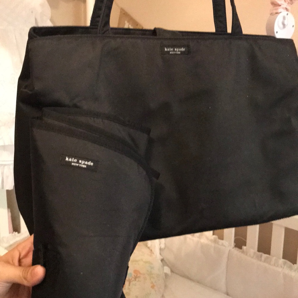 Kate Spade black nylon diaper bag w/ changing pad